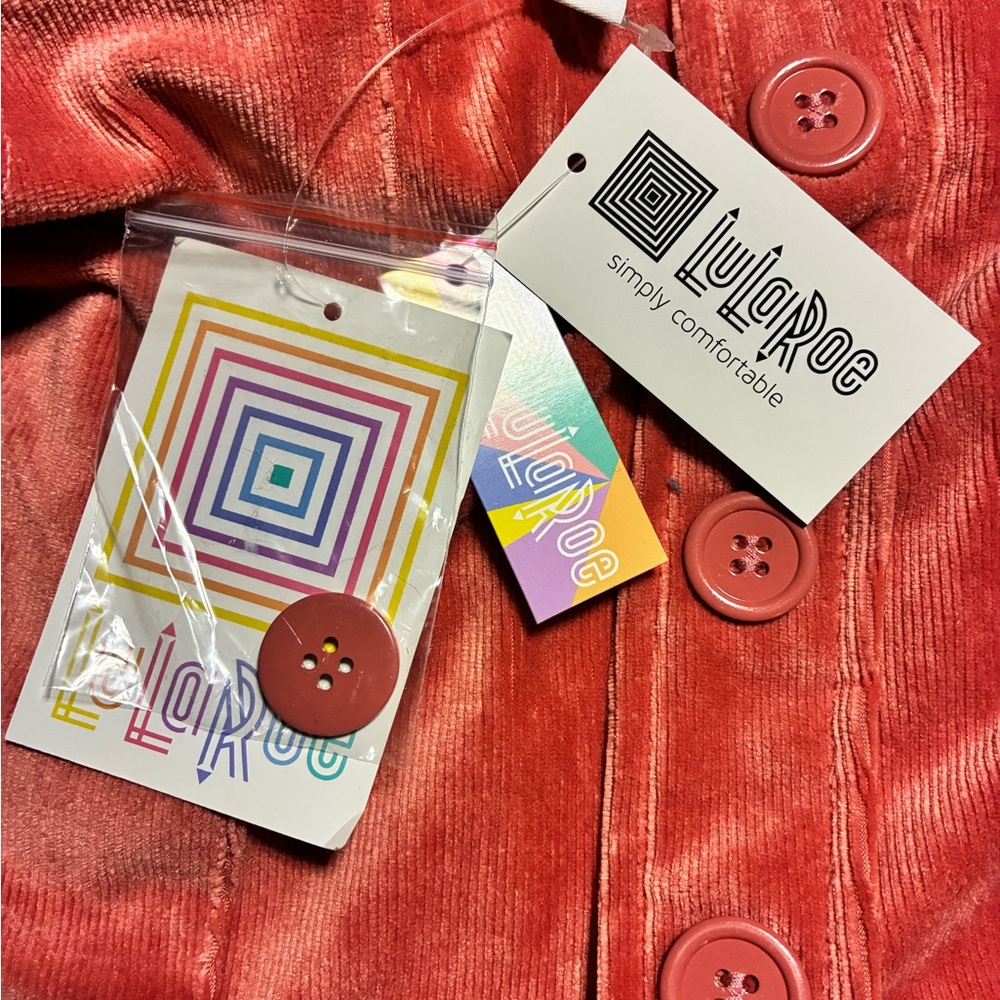 LuLaRoe Vibrant Coral  Button-Front  Skirt - Picture 2 of 3